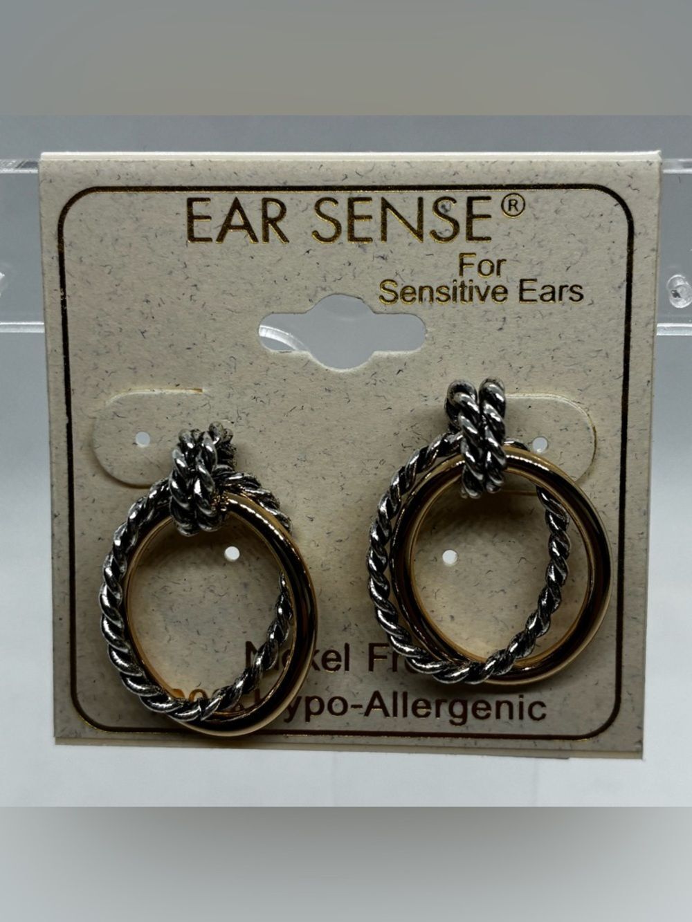 3For$200 Ear Sense Double Hoop Earrings in Silver and Gold